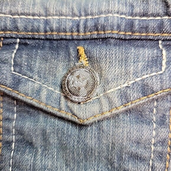 Royal Premium Womens Denim Vest Size Medium LOOK Verdigris on Buttons - Picture 9 of 11